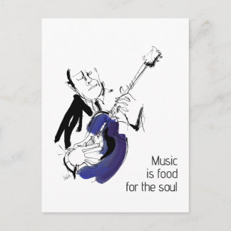 Postal Cool Retro Man Playing Guitar - Jazz Music Art