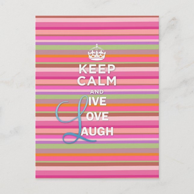 Postal Cool trendy quote "Keep Calm and Live Love Laugh" (Anverso)