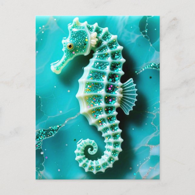 Postal Cool Turquoise Seahorse (Anverso)