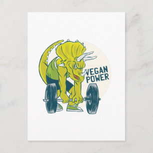 Postal COOL VEGANO Triceratops Dinosaur Levantamiento de 