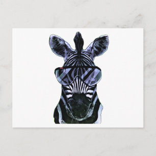 Postal Cool Zebra with Glasses
