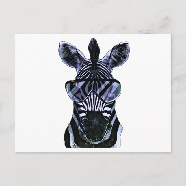 Postal Cool Zebra with Glasses (Anverso)