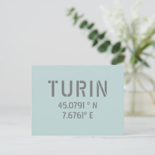 Postal Coordenadas de latitud y longitud de Turín Italia