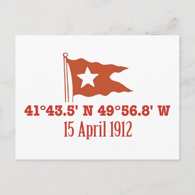 Postal Coordenadas GPS de hundimiento titanico y bandera  (Anverso)