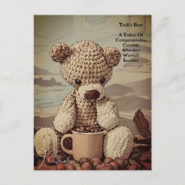 Postal Copa de Café Teddy Bear Cita Simbolismo Cute Vinta