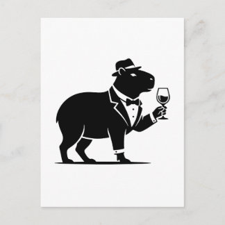 Postal Copa de vino capybara divertida minimalista modern