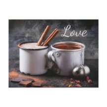 Copa Rústica de té y pareja caliente de chocolate 