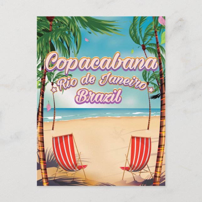 Postal Copacabana, poster de playa de viajes de Río de Ja (Anverso)