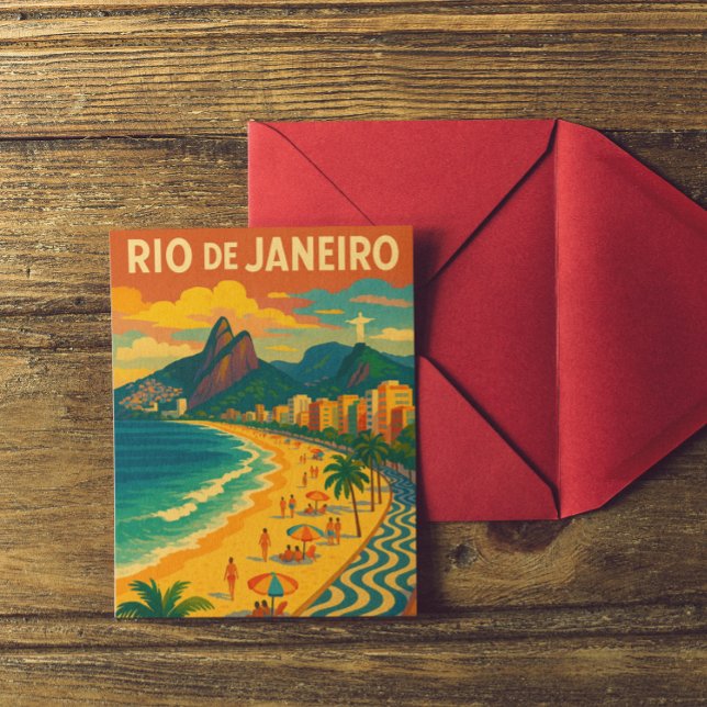 Postal Copacabana Río de Janeiro Brasil (Retro Travel Copacabana Rio de Janeiro Brazil Postcard)