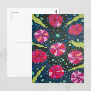 Postal Copas cósmicas rosas y azules