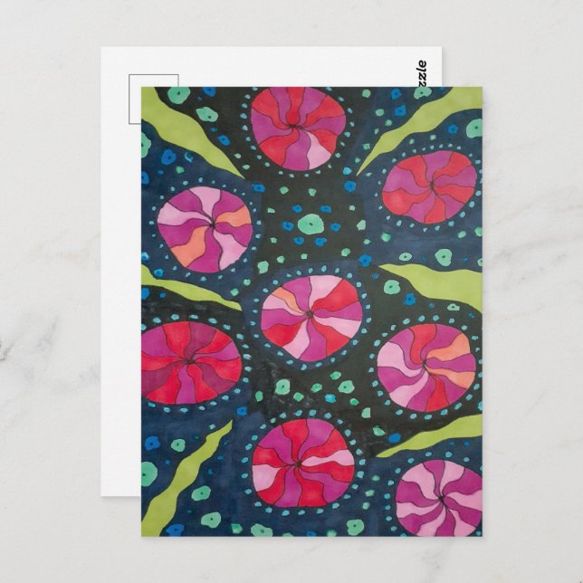 Postal Copas cósmicas rosas y azules (Anverso / Reverso)