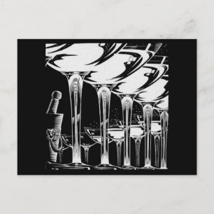 Postal Copas de champán Art Deco negras y blancas
