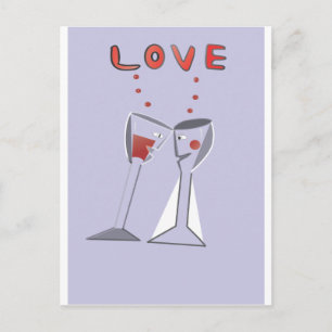 Postal Copas de vino del amor