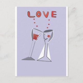 Postal Copas de vino del amor