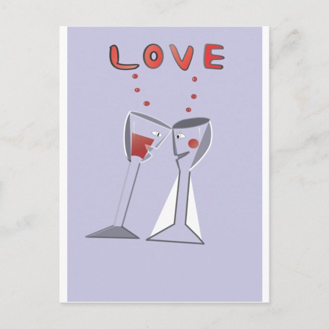 Postal Copas de vino del amor (Anverso)
