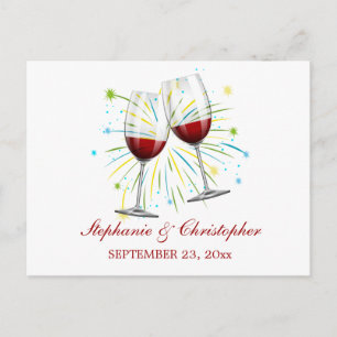 Postal Copas de vino tinto / champán de boda de Borgoña