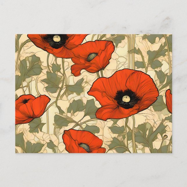 Postal Copas florales Art Nouveau (Anverso)