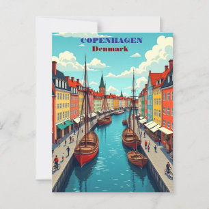 Postal Copenague Dinamarca Impresión de arte de viaje vin