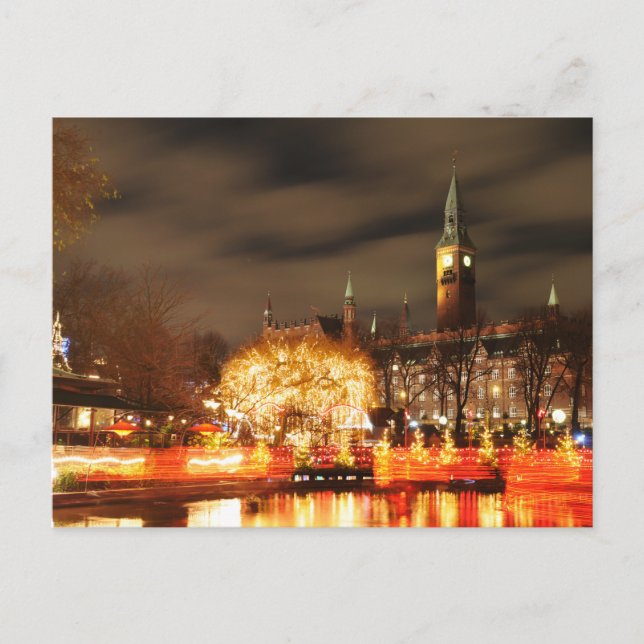 Postal Copenhague, Dinamarca de noche (Anverso)