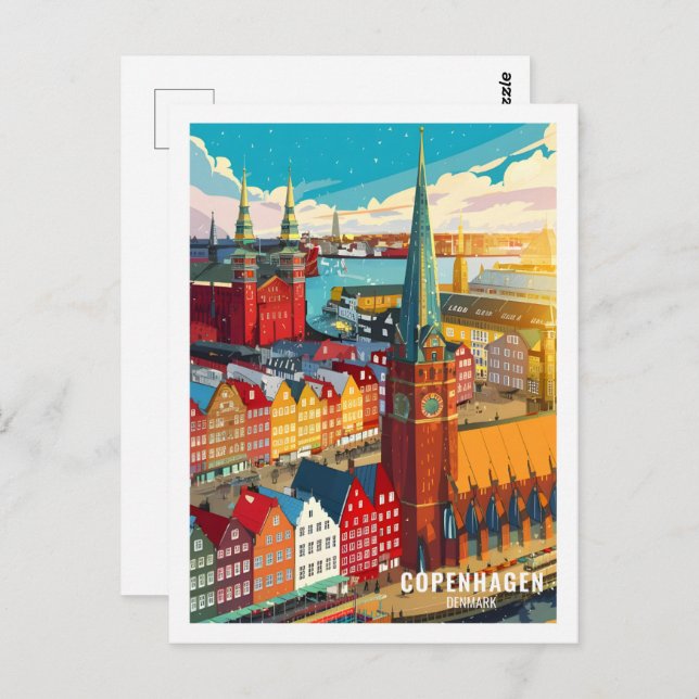 Postal Copenhague Dinamarca Famoso lugar de viaje (Anverso / Reverso)