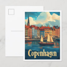 Copenhague Dinamarca Ilustracion de Viajes de Arte