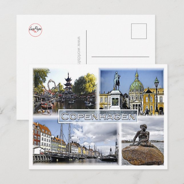 Postal Copenhague - Dinamarca - Mosaico - (Anverso / Reverso)