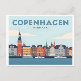 Postal Copenhague Dinamarca Nyhavn Waterfront Pastel Viaj