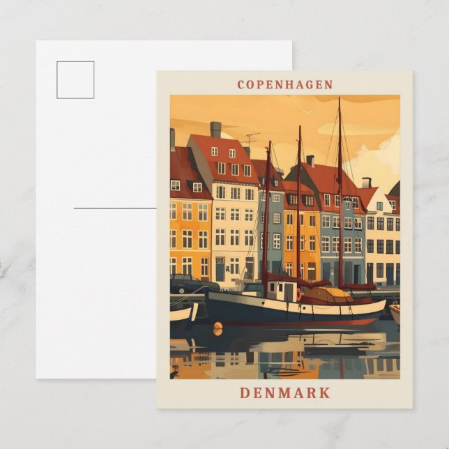 Postal Copenhague Dinamarca Viajes de arte elegantes (Anverso / Reverso)