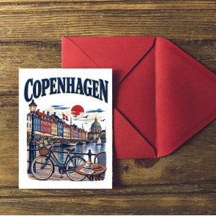 Postal Copenhague vintage Dinamarca puerto Nyhavn viajes