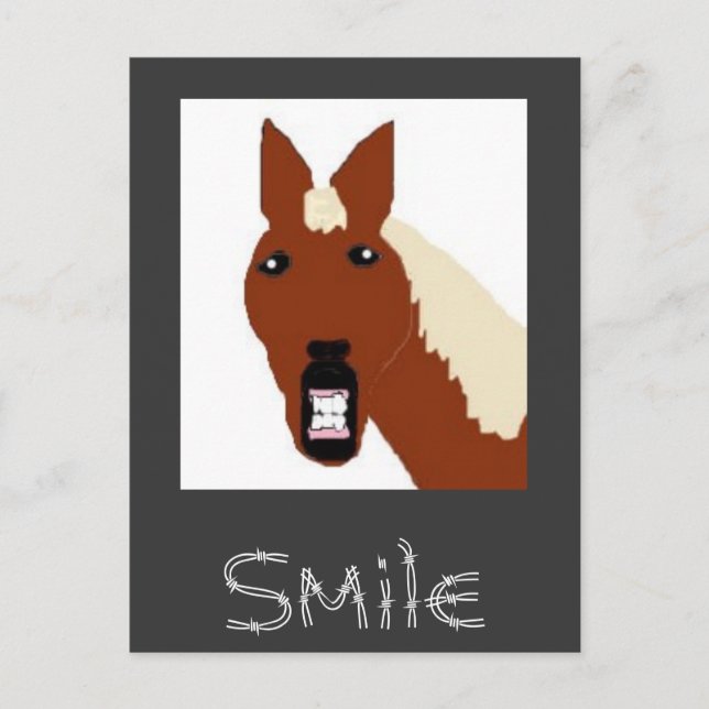 Postal copia de caballo, sonrisa (Anverso)