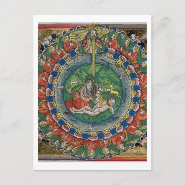 Postal Copia de facsímil del Génesis 2:22 Dios creó Eva,  (Anverso)