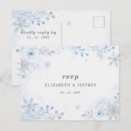 Postal Copia de respuesta de boda de invierno floral copo