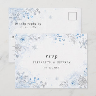 Postal Copia de respuesta de boda de invierno floral copo