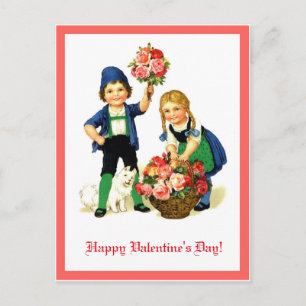 Postal Copia de San Valentín alemán vintage para niños y 
