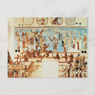 Postal Copia de una pintura de pared de Bonampak