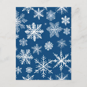 Postal Copo de Nieve Azul de Invierno