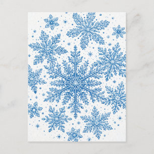 Postal Copo de nieve azul estilo vintage