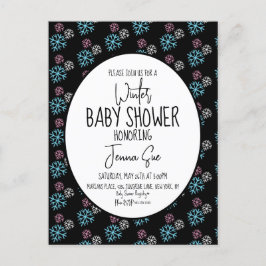 Postal Copo de Nieve de Invierno Rosa Azul Shower para Be