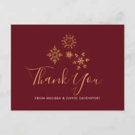 Postal Copo de Nieve Dorado Decorativo Gracias Navidad