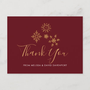 Postal Copo de Nieve Dorado Decorativo Gracias Navidad