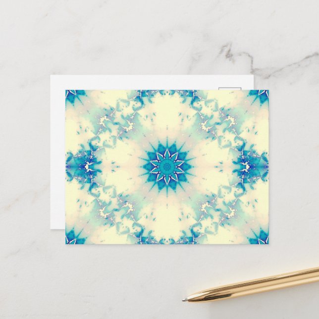 Postal Copo de nieve helado de invierno azul congelado en (Anverso/Reverso In Situ)