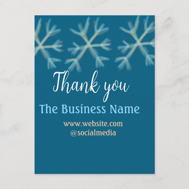 Postal Copo de nieve naranja azul añade nombre de la empr (Anverso)