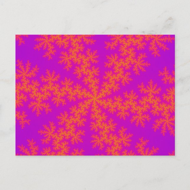 Postal Copo de nieve rosa y Naranja (Anverso)
