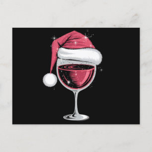 Postal Copo de vino tinto Navidad Divertida Navidad Xmas 