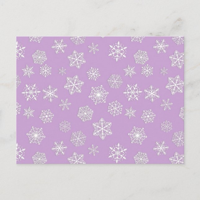 Postal Copos de nieve blancos contra lavanda suave (Anverso)