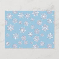 Copos de nieve blancos de 3 d sobre un fondo azul