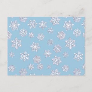Postal Copos de nieve blancos de 3 d sobre un fondo azul 