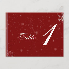 Postal Copos de nieve blancos en número de tabla de Boda 