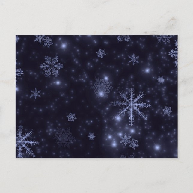 Postal Copos de nieve con fondo azul de medianoche (Anverso)