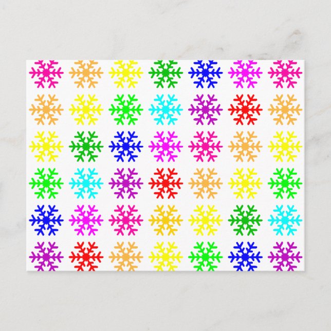 Postal Copos de nieve multicolores (Anverso)